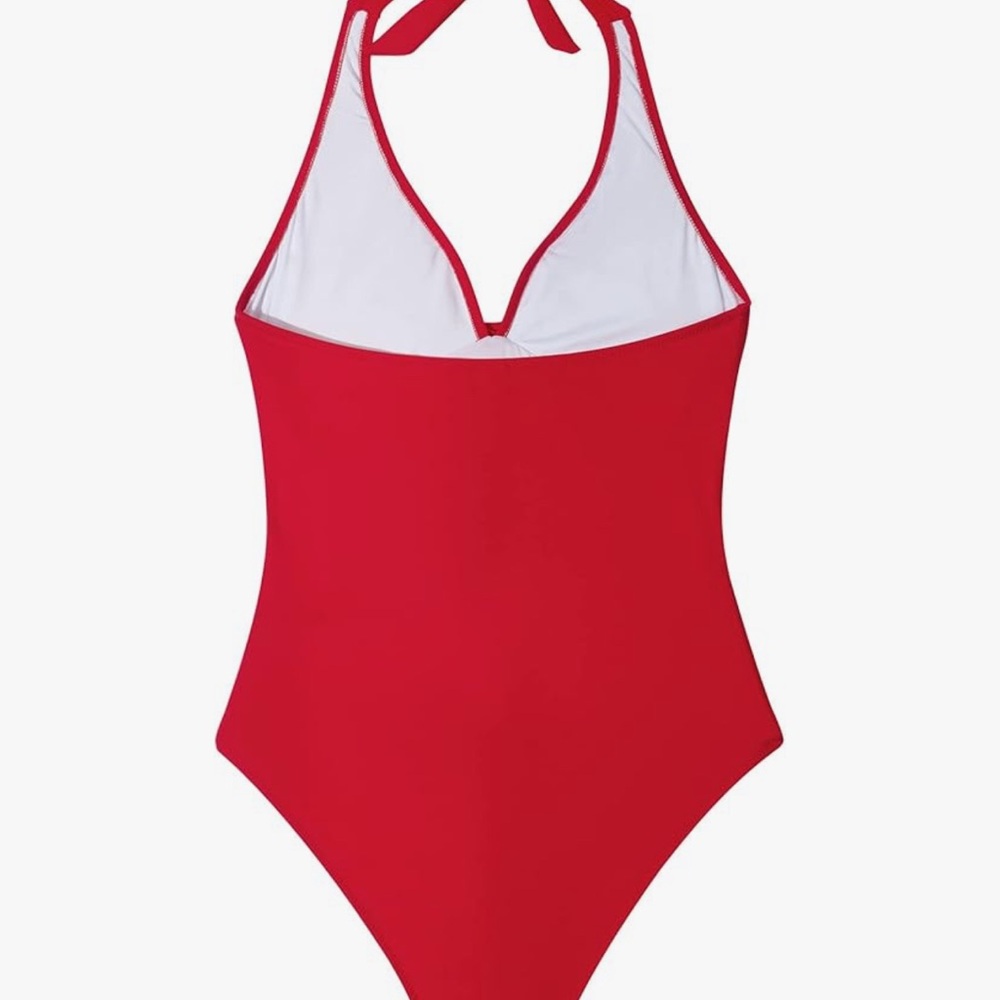 Red SUUKSESS Women Sexy Tummy Control One Piece Swimsuits Halter Push Up Swim M - Picture 5 of 8